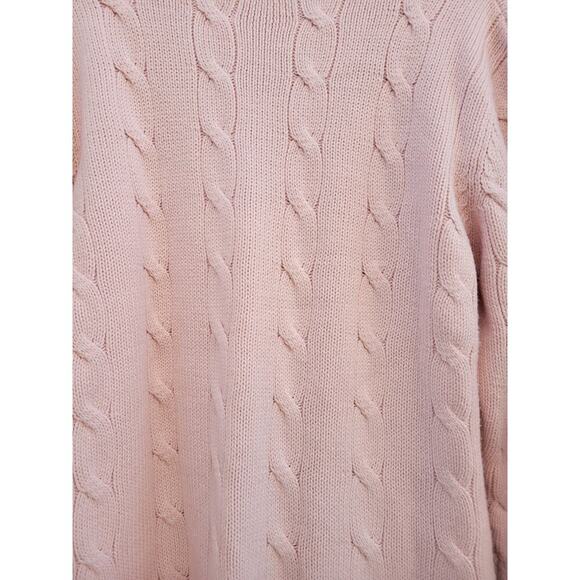 YarnWorks vintage women's soft pink acrylic front 3/4 Zippered sweater medium - Picture 6 of 8